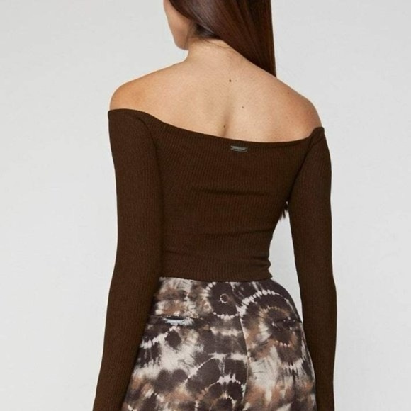 Manière De Voir Chocolate Brown Rope Underbust Crop Top (22) - Picture 5 of 9